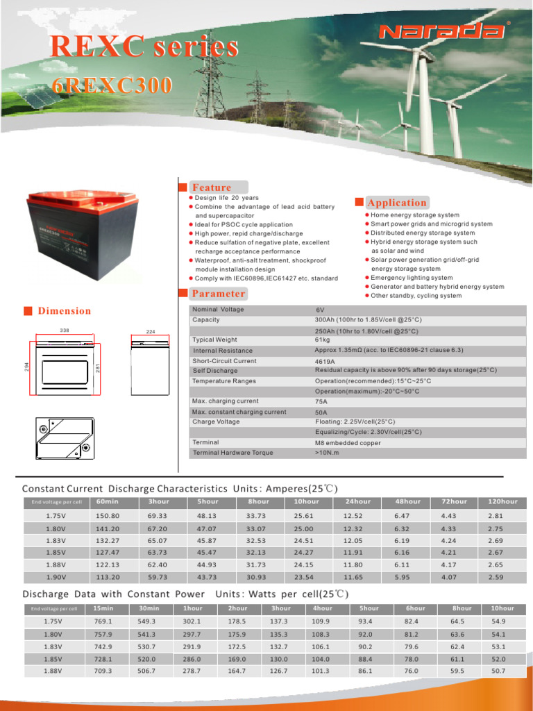 REXC Series Battery Specifications | PDF | Energy Storage | Electricity