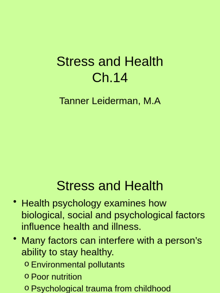 Understanding Stress and Health Management | PDF | Stress (Biology ...