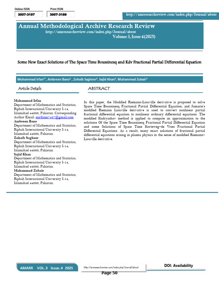 Some New Exact Solutions of The Space Time Boussinesq and KDV ...