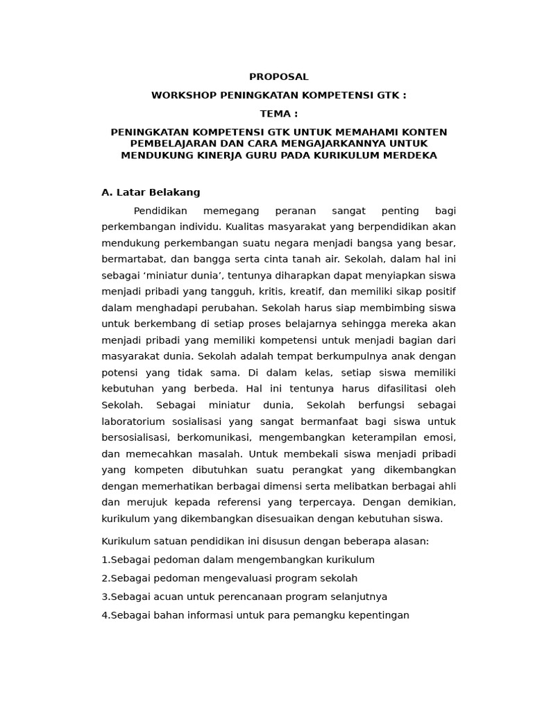 Workshop Kurikulum Merdeka untuk GTK | PDF