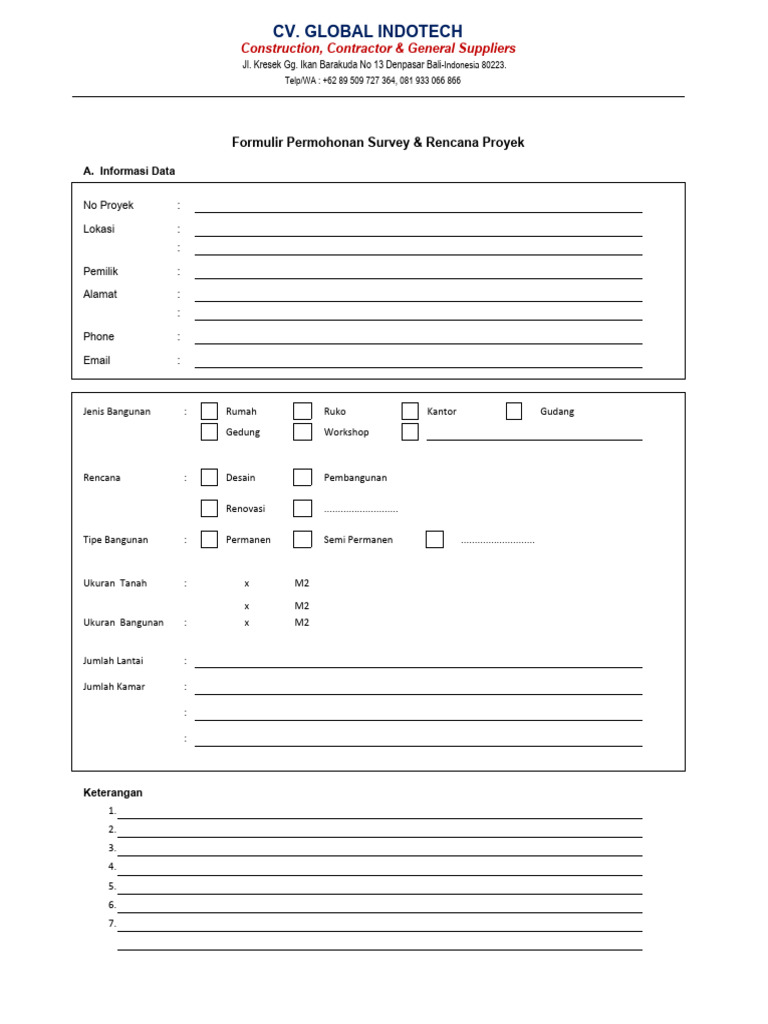 Formulir Permohonan Proyek Konstruksi | PDF