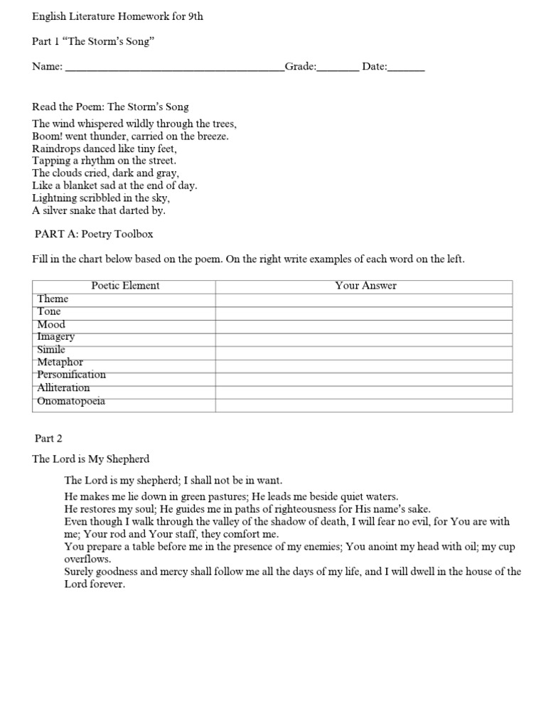 9 TH Literature Homework - PDF - 20250529 - 150749 - 0000 | PDF