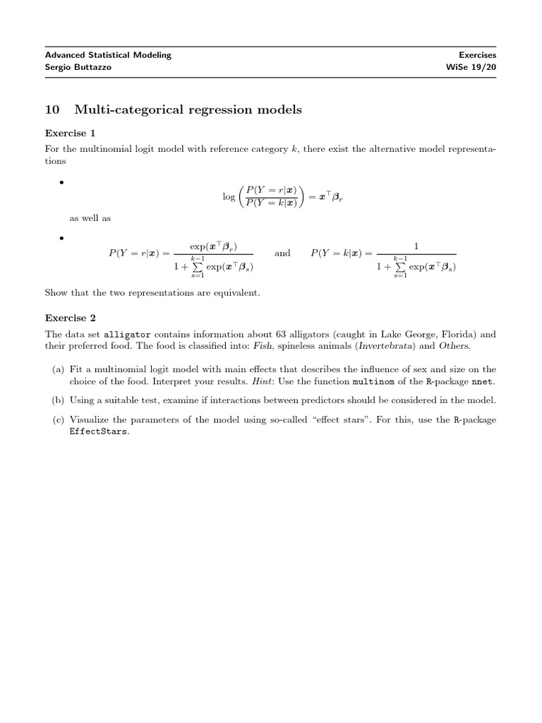 Multi-Categorical Regression Exercises | PDF
