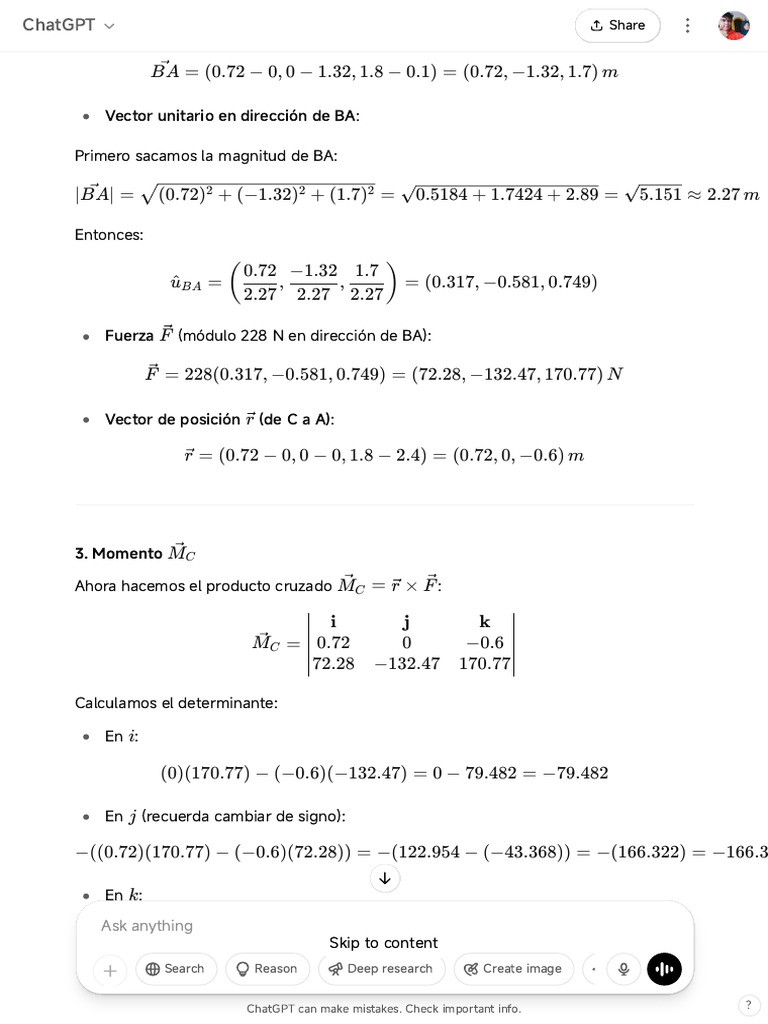 Cálculo de Vector Unitario y Fuerzas | PDF