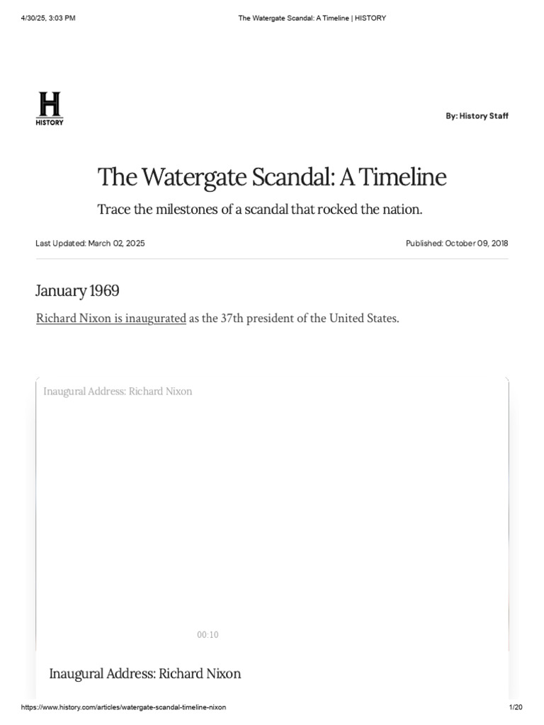 Watergate Scandal Timeline | PDF | Watergate Scandal | United States Travel