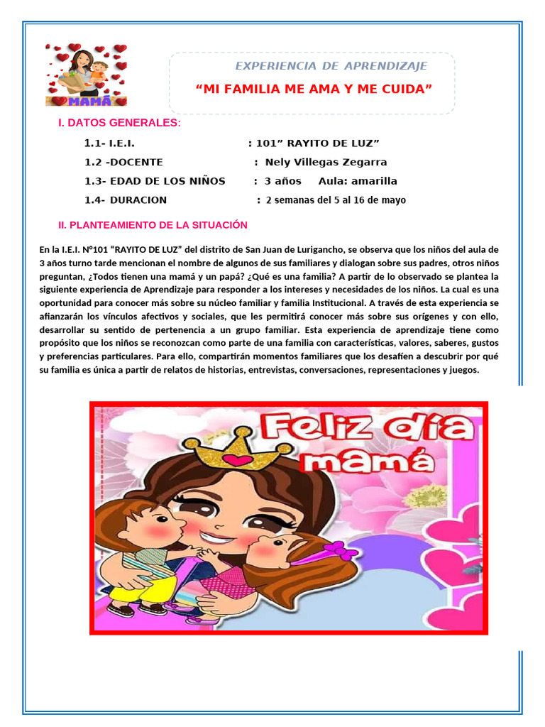 MI FAMILIA 3 Años | PDF | Aprendizaje | Dibujo
