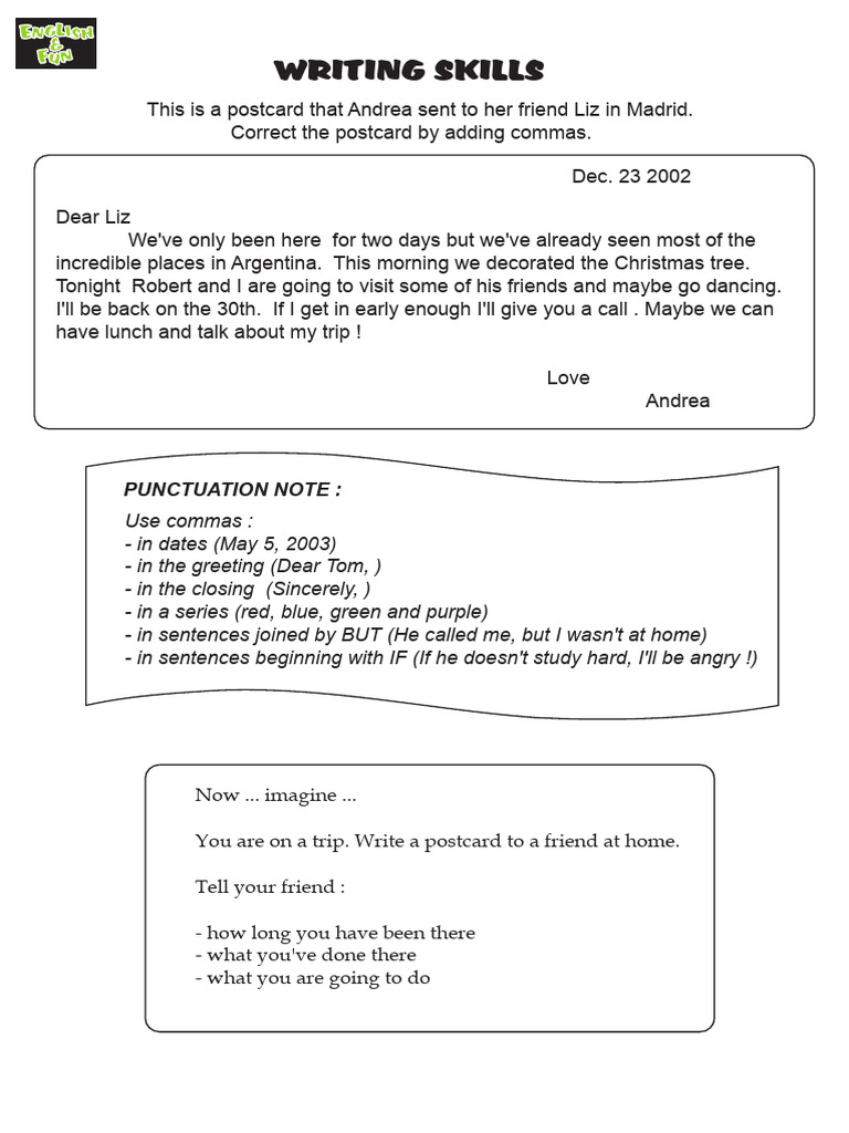 Punctuation Tips for Postcard Writing | PDF | Punctuation | Orthography