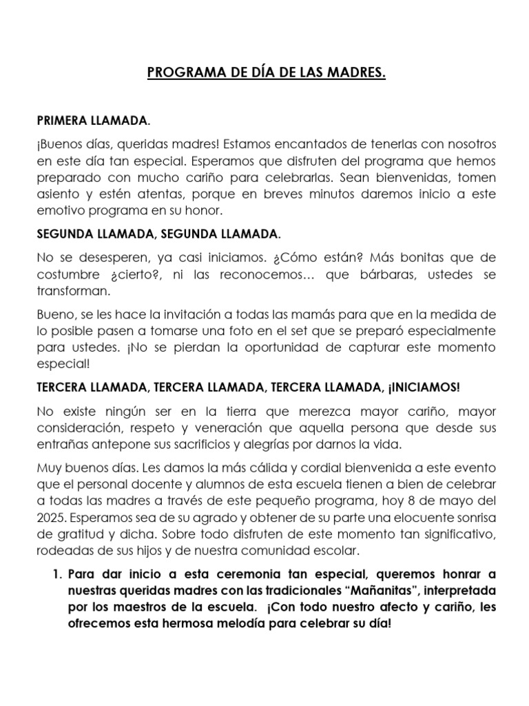 Programa del Día de las Madres 2025 | PDF | Amor
