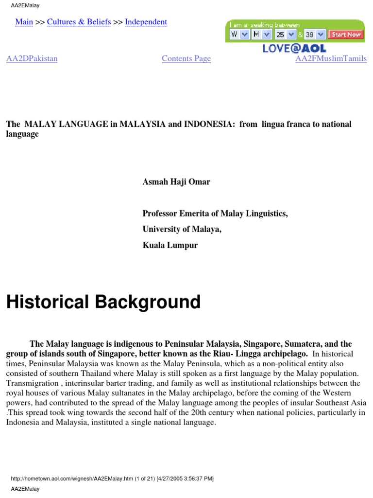 Malay Language in Malaysia and Indonesia | PDF | Malaysia | Indonesian ...