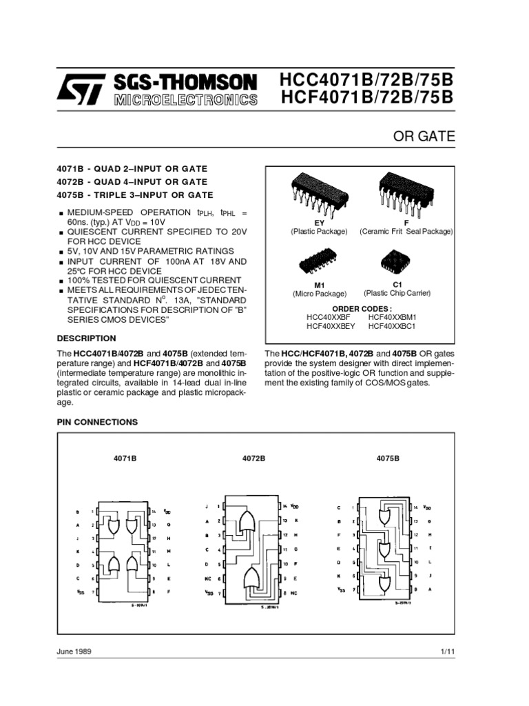 HCC4071B/72B/75B HCF4071B/72B/75B: or Gate | PDF
