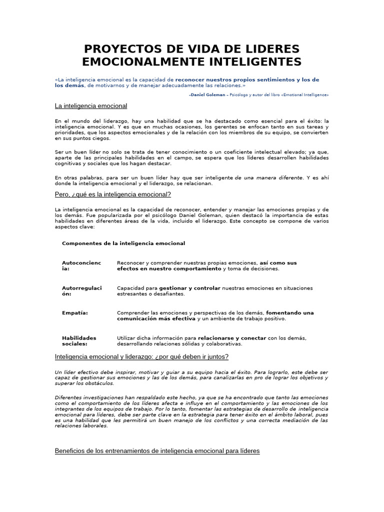 Inteligencia Emocional en Liderazgo | PDF | Las emociones | Liderazgo