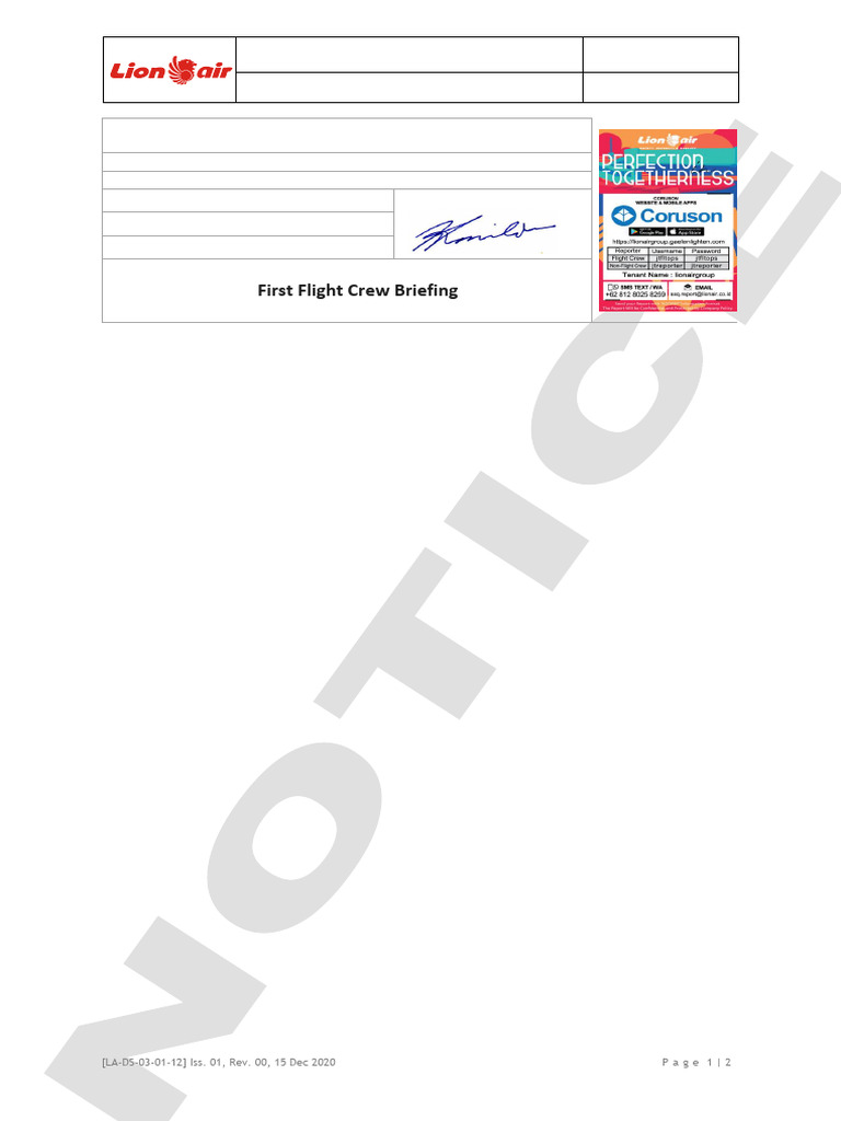 11 SSQ SN VII 2024 First Flight Crew Briefing | PDF | Transport ...