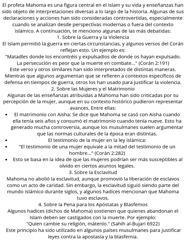 Controversias sobre Mahoma y el Islam | PDF | Hadith | Mahoma