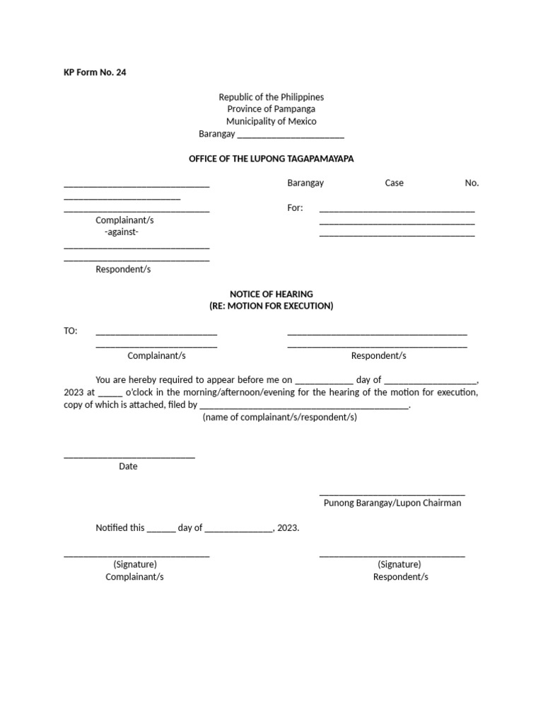 KP Form No. 24 | PDF