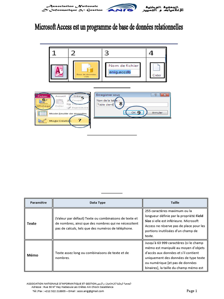 Création de bases de données Access | PDF | Microsoft Access | Informatique