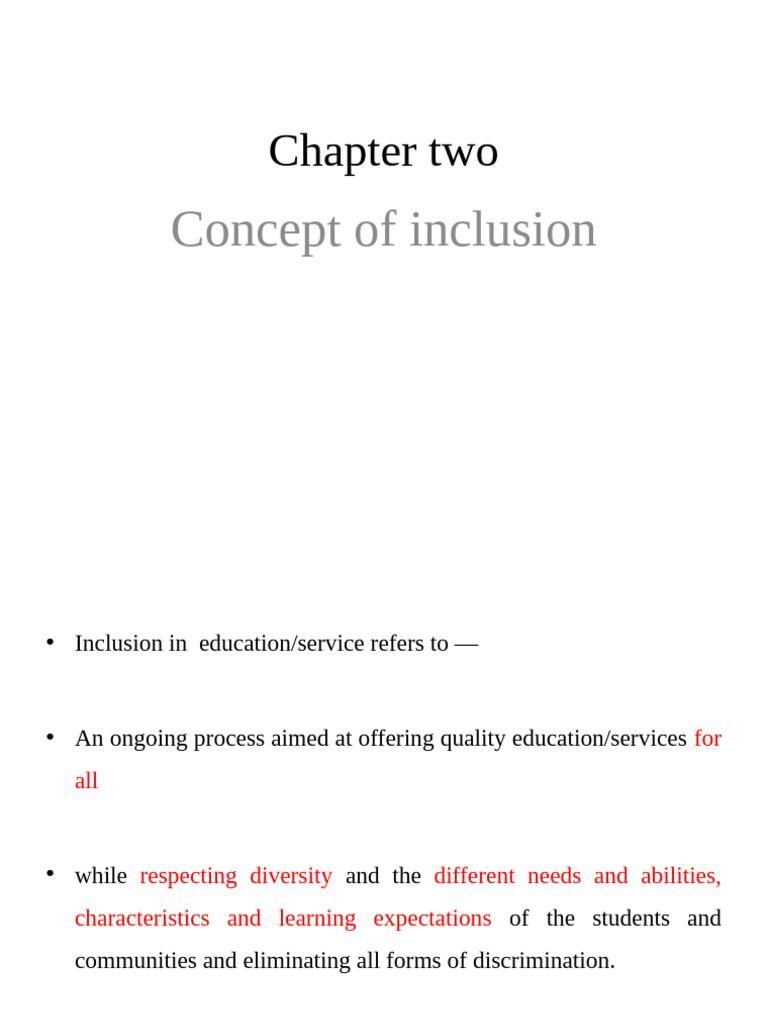 Chapter Two - PPTX Inclusi | PDF | Inclusion (Education) | Social Exclusion