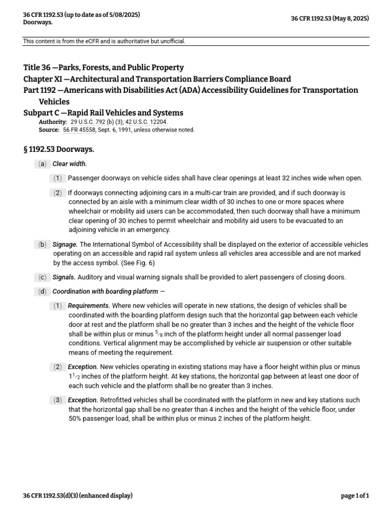 36 CFR 1192.53 (Up To Date As of 5-08-2025) | PDF | Accessibility ...