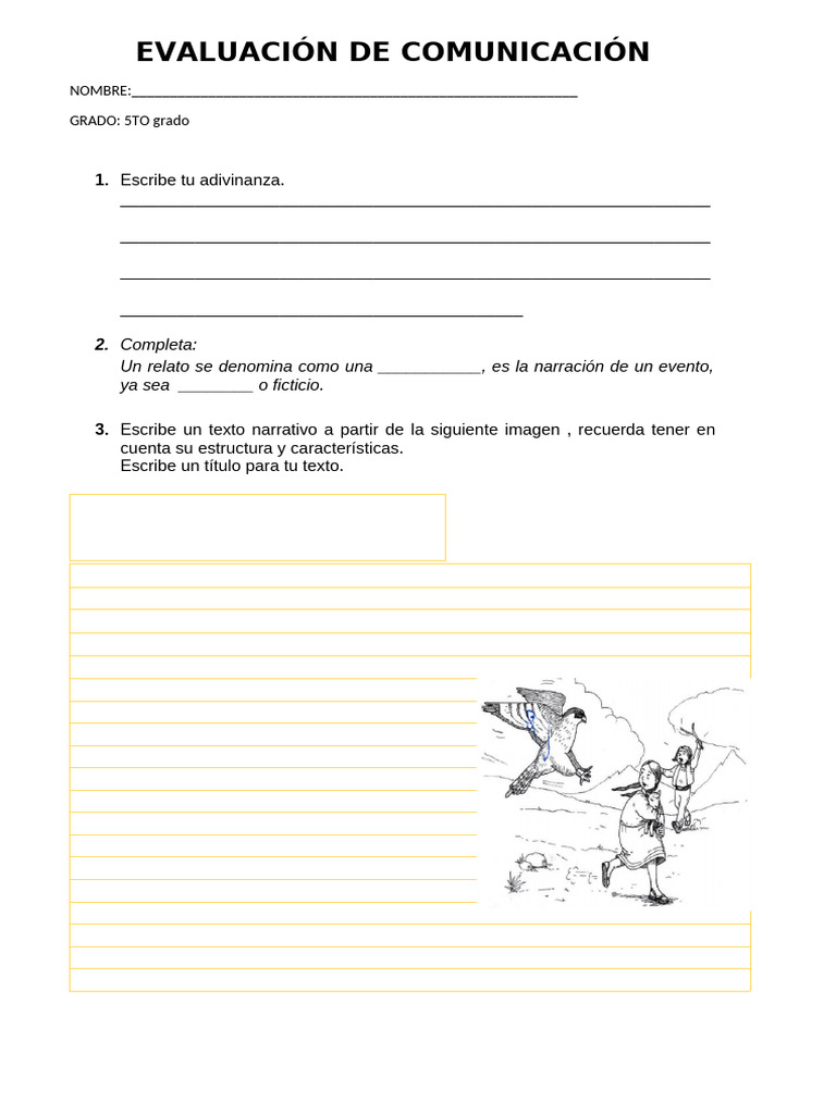 Evaluación de Comunicación 5to Grado | PDF