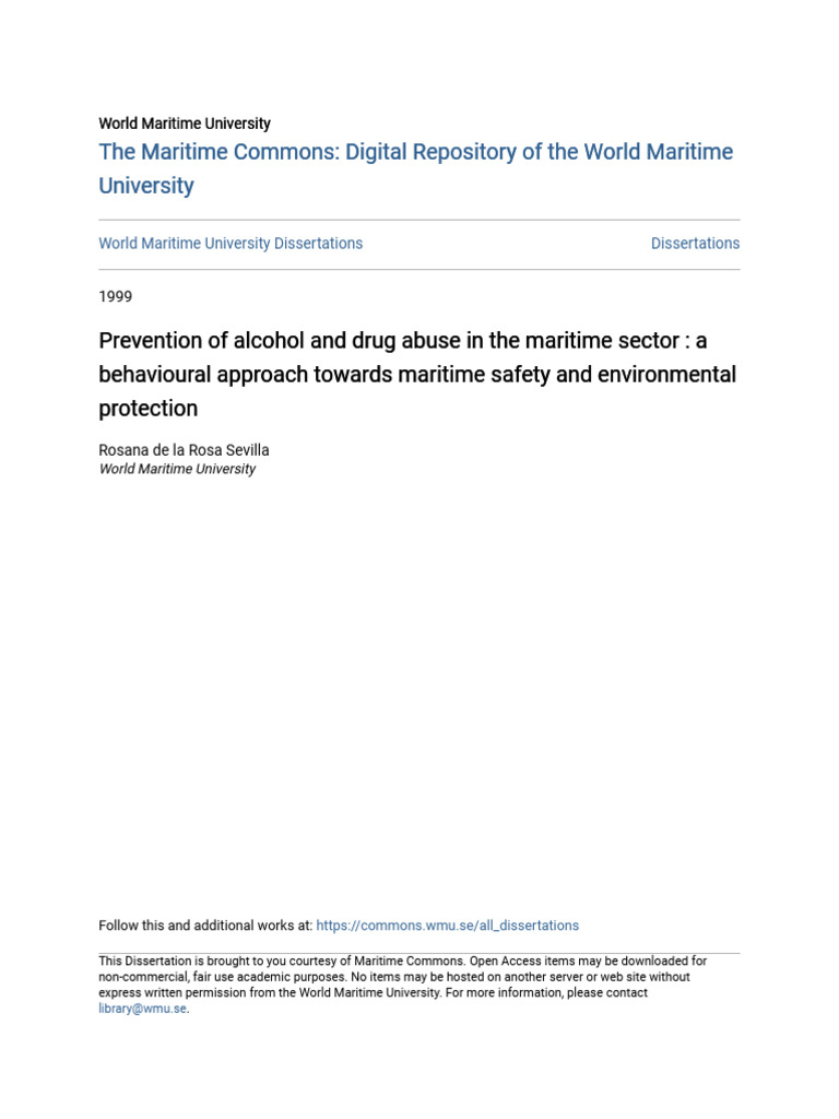 Prevention of Alcohol and Drug Abuse in The Maritime Sector - A B | PDF ...