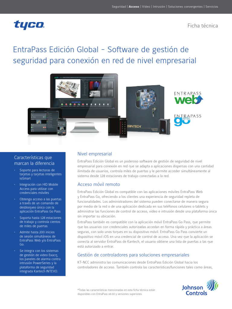 Entrapass Global Edtn v8 0 Datasheet Lat Es | PDF | Aplicación movil ...