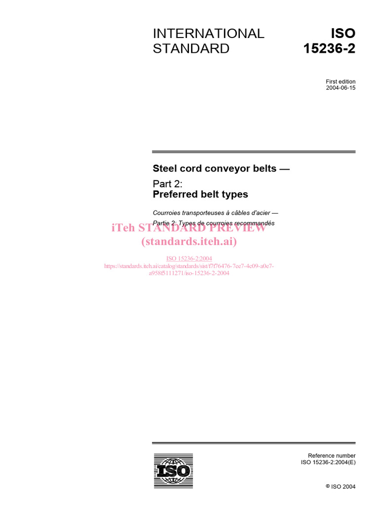 ISO 15236-2: Steel Cord Belt Types | PDF | International Organization ...
