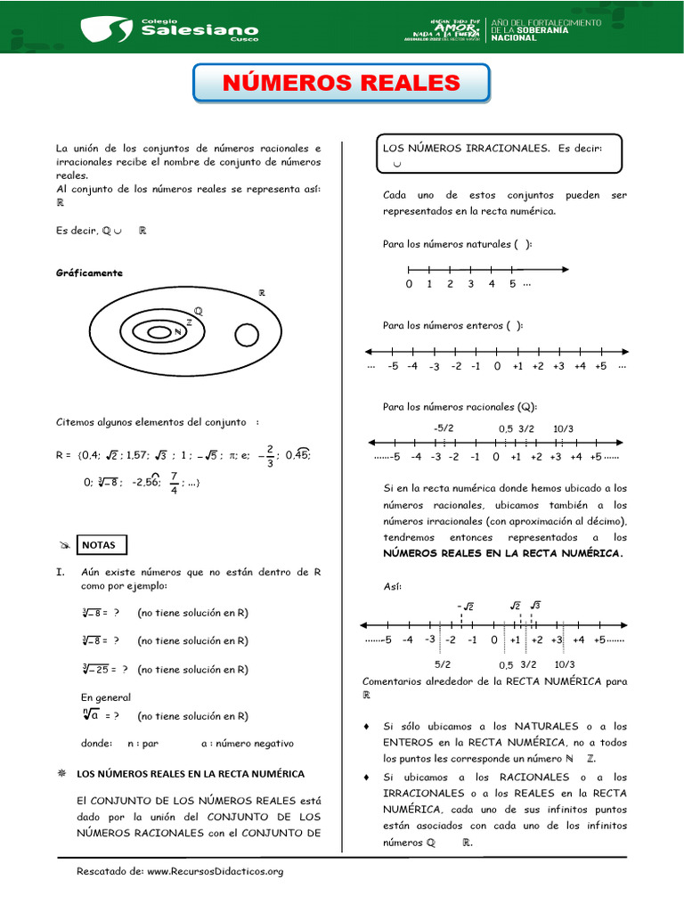 Conjunto de Números Reales: Definición y Propiedades | PDF | Número ...