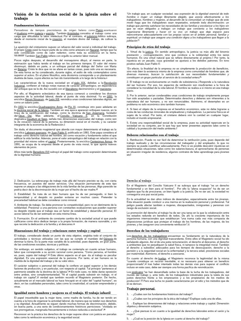 Doctrina Social de la Iglesia y Trabajo | PDF