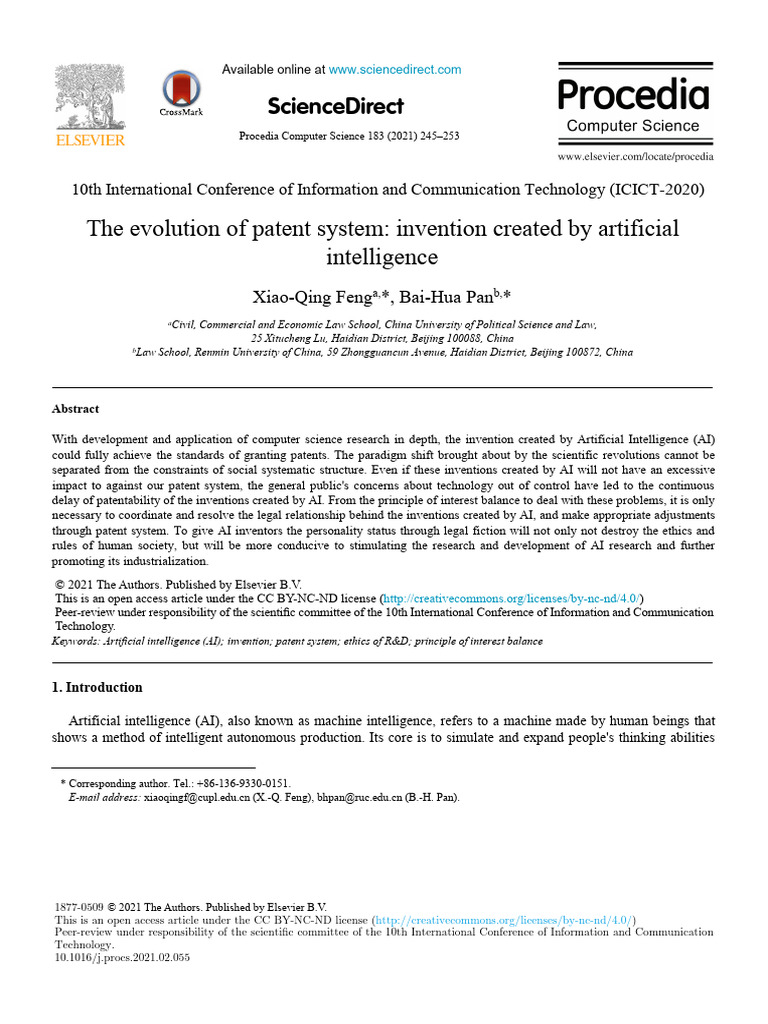 AI Inventions and Patent System Evolution | PDF | Patent | Artificial ...