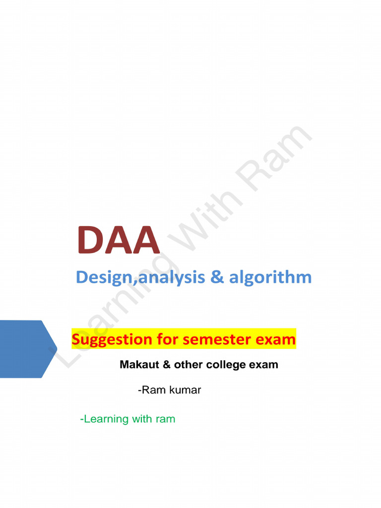 DAA - Important Questions For Semester Exam | PDF