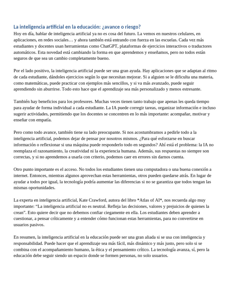 IA en La Educacion | PDF | Inteligencia artificial | Inteligencia (IA ...