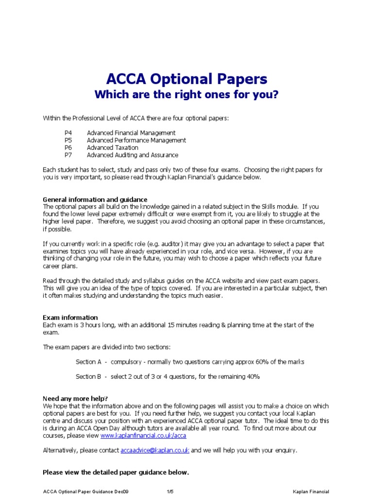 Acca Options Paper | PDF