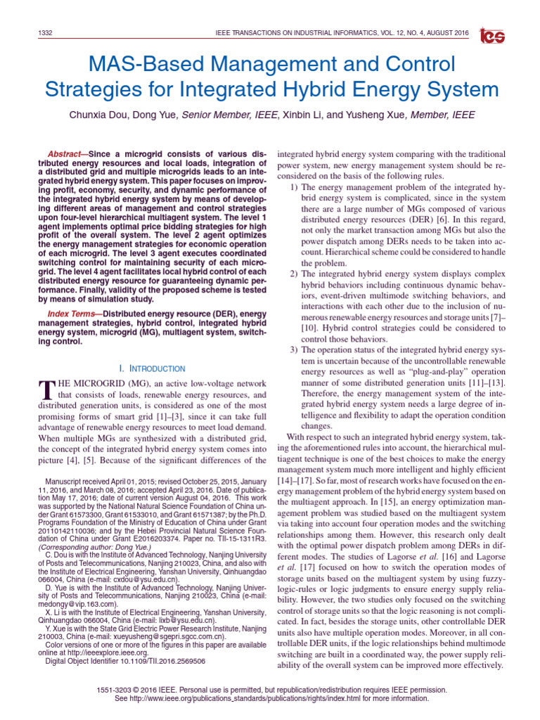 MAS Strategies for Hybrid Energy Systems | PDF | Distributed Generation ...