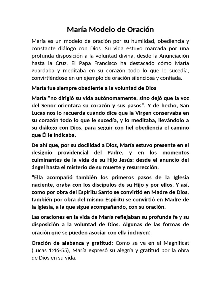 María: Modelo de Oración y Fe | PDF