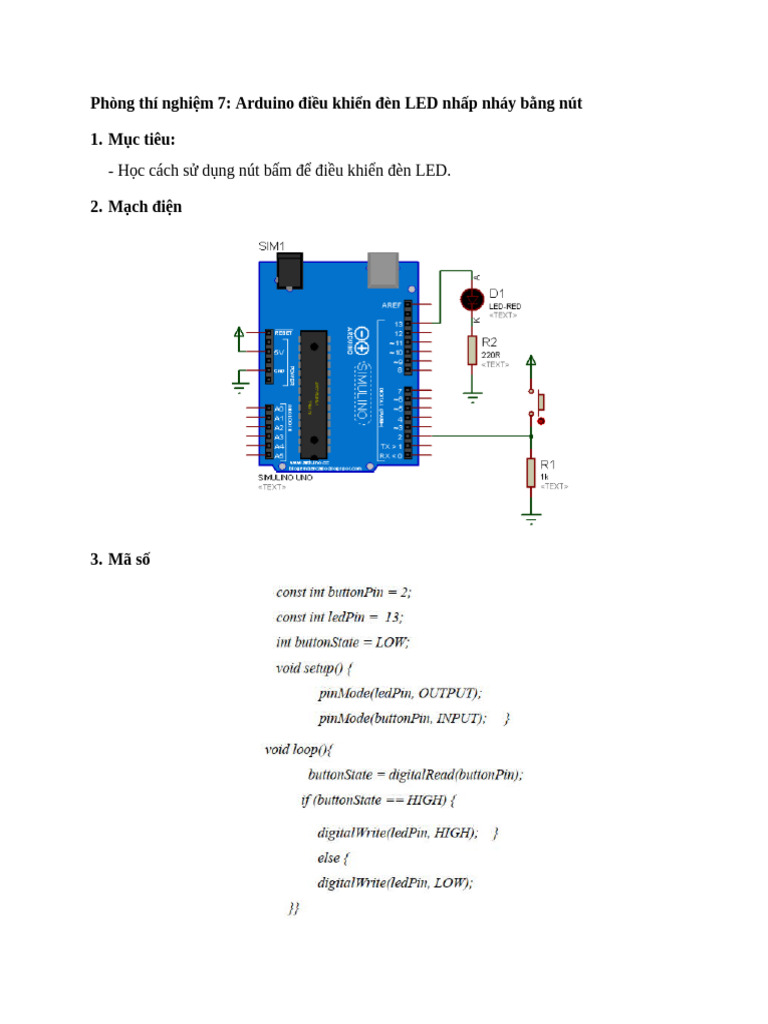 Lab 7 - Arduino Controls The LEDs Using A Buttom | PDF