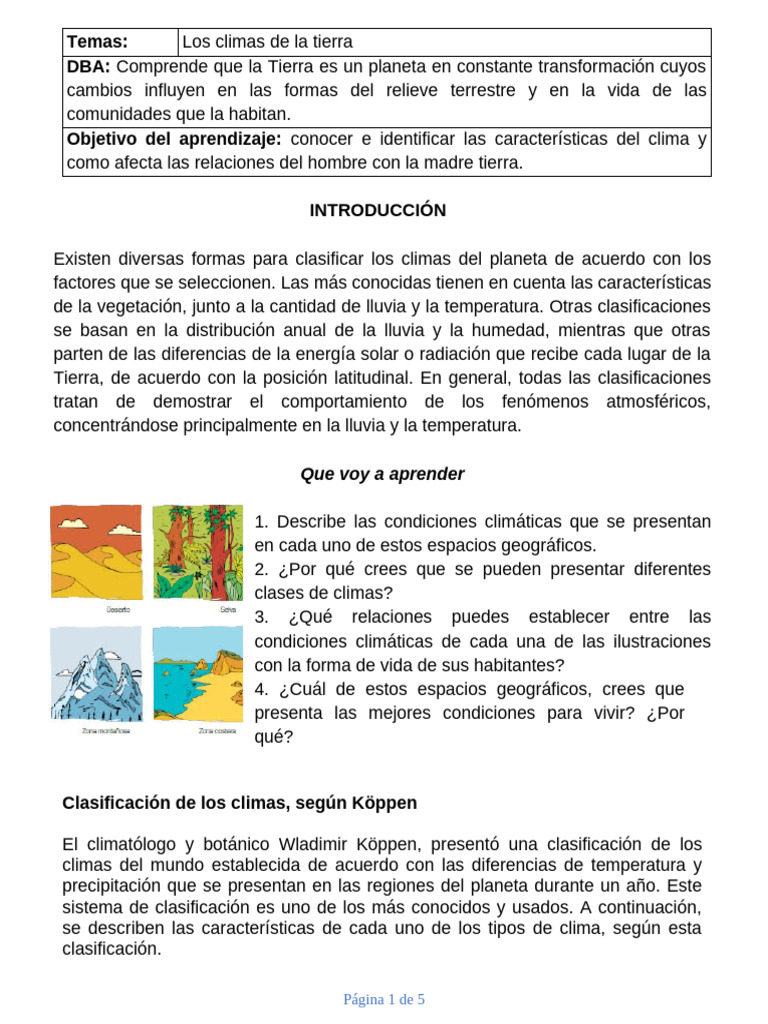 Clasificación de Climas en la Tierra | PDF | Clima | Clima templado