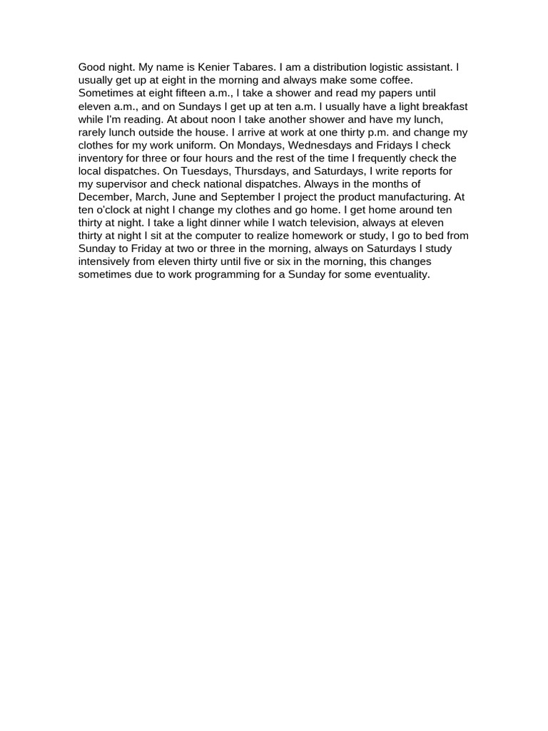 Daily Routine of a Logistics Assistant | PDF