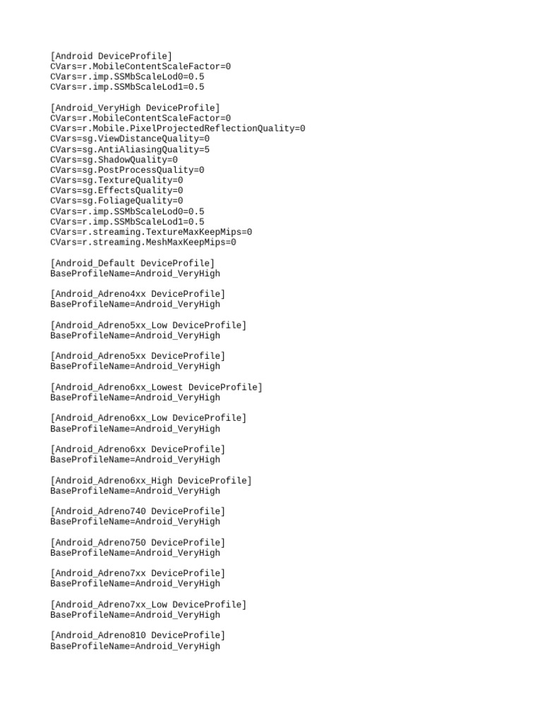 Android Device Profile Settings | PDF