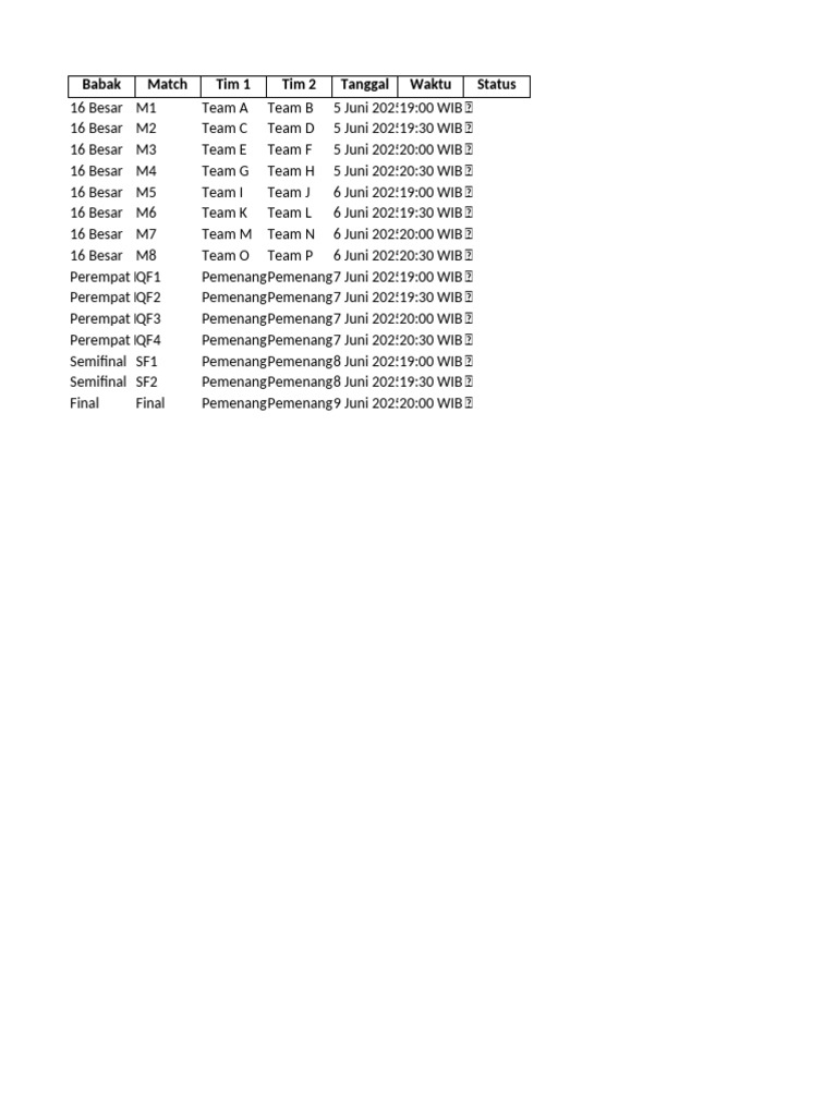 Jadwal Turnamen FF Clash Squad PDF