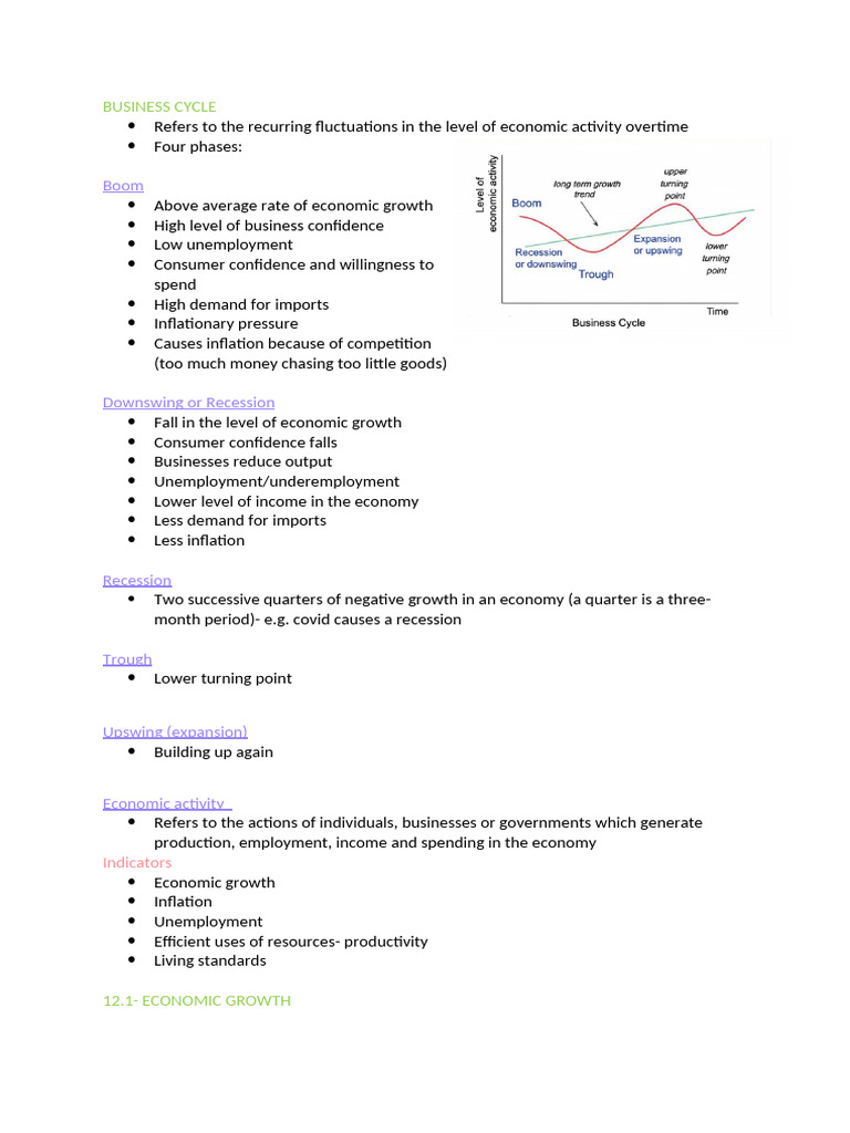 Econ Notes | PDF | Unemployment | Inflation