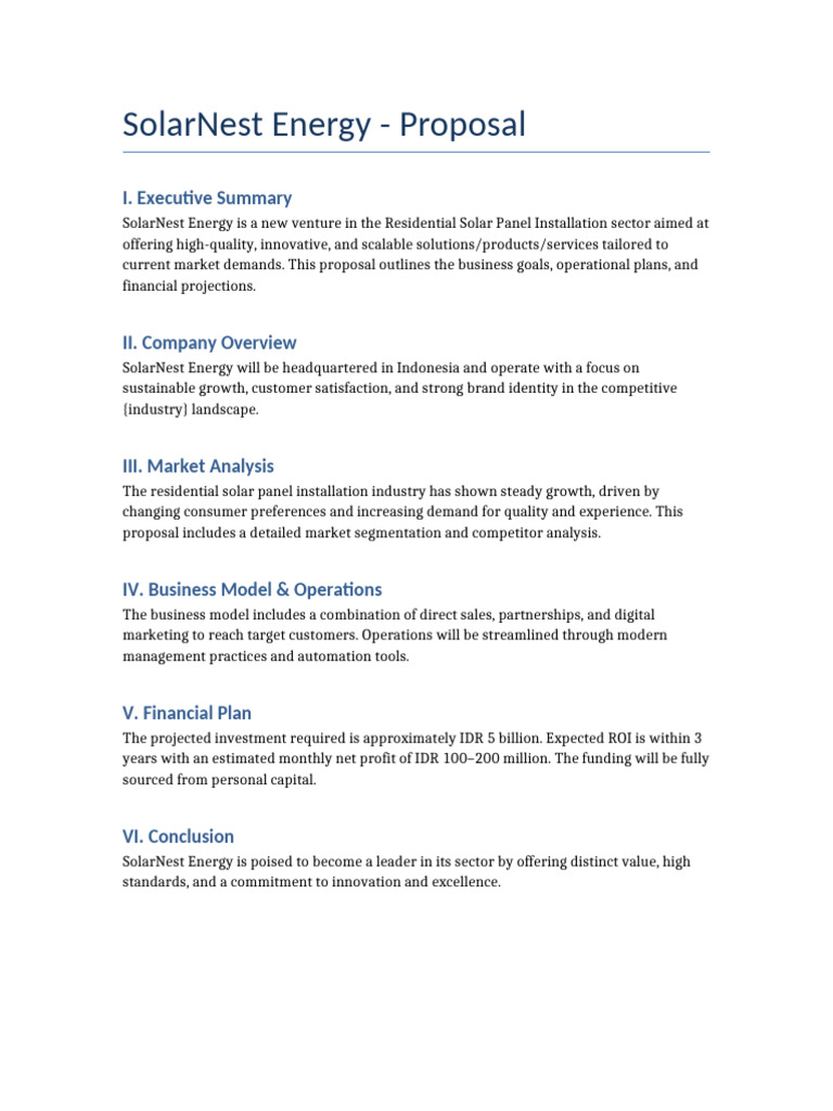 SolarNest Energy Proposal | PDF