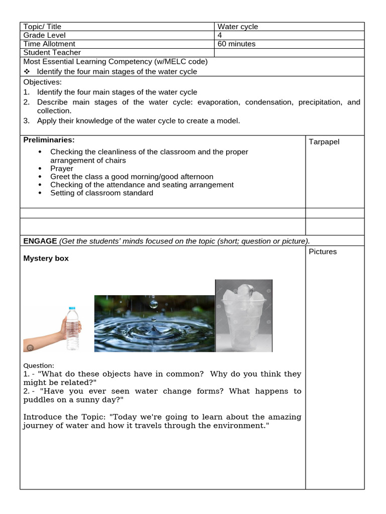 Water Cycle Stages for Grade 4 Students | PDF | Water | Water Cycle