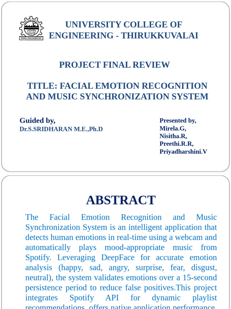 Facial Emotion Recognition and Music Synchronization System | PDF ...