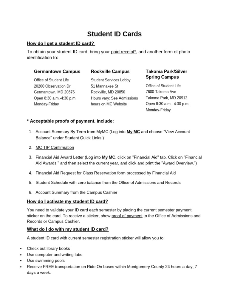 How to Obtain Your Student ID Card | PDF