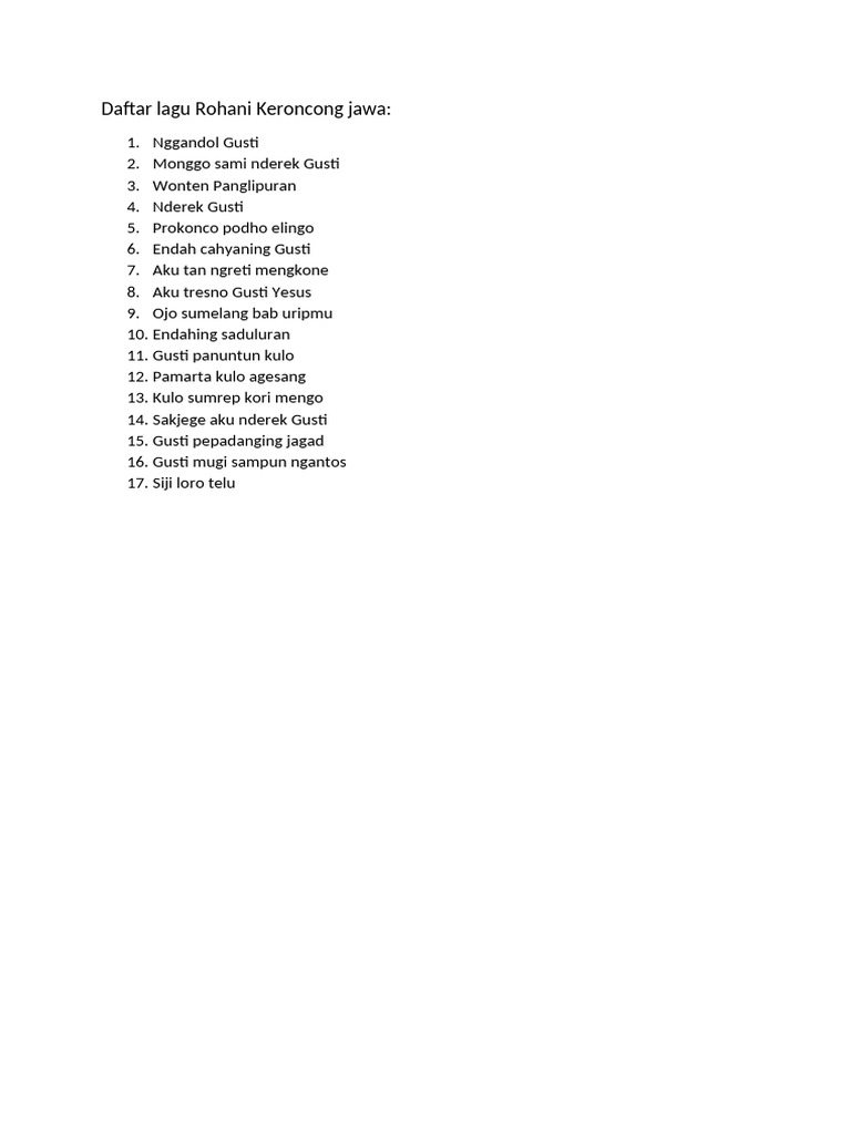 Daftar Lagu Rohani dan Acara Makrab | PDF