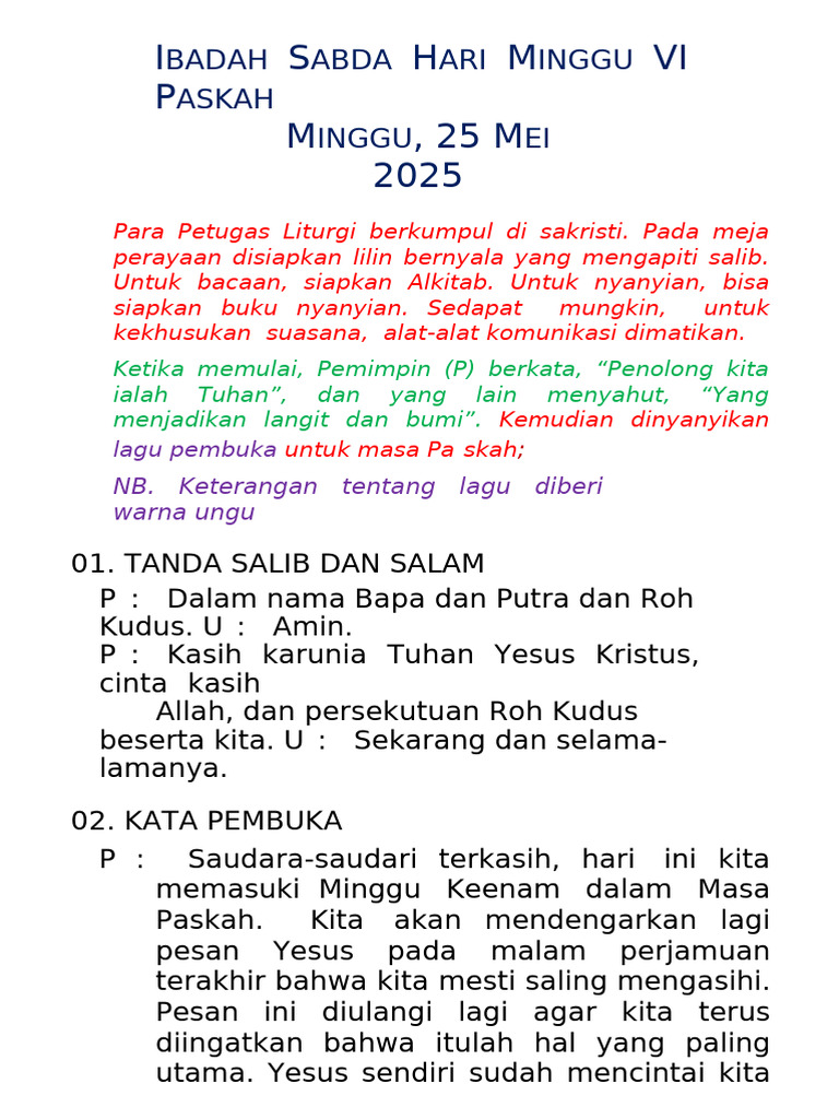 Ibadah Sabda Minggu 25 Mei 2025 | PDF