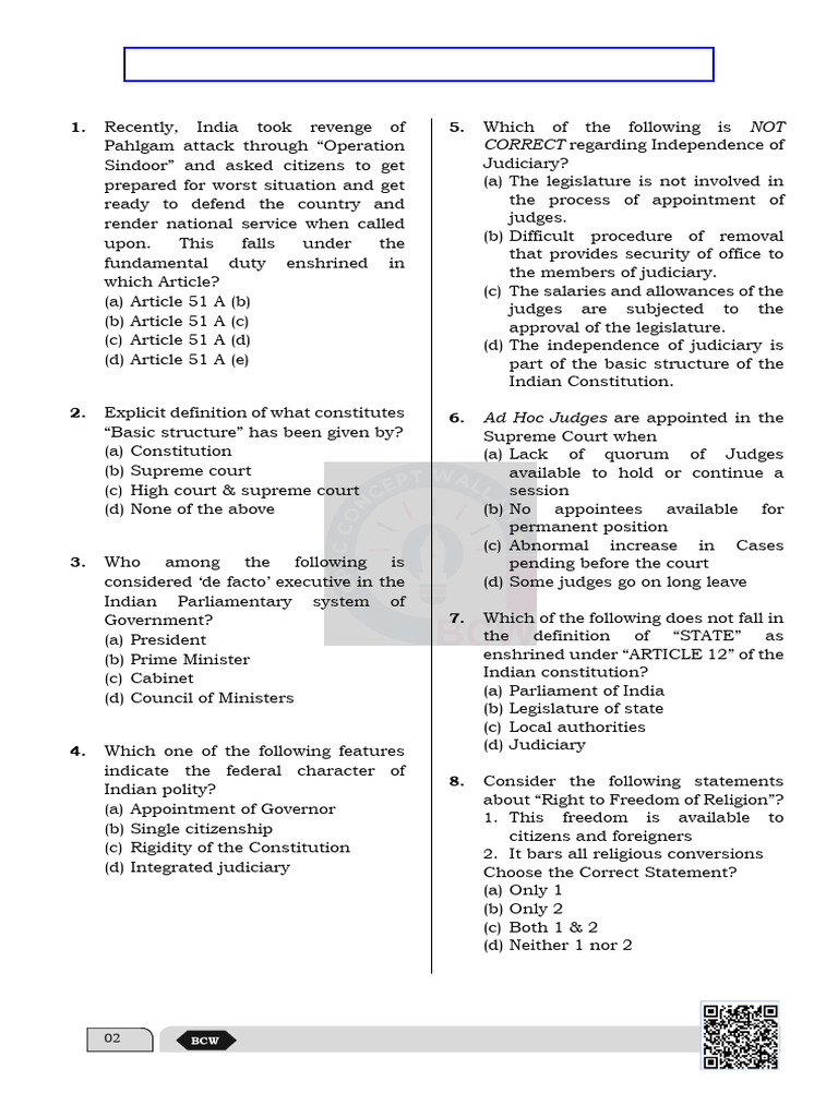 BCMC Test - (01) Question Paper (Bilingual) | PDF | Governance ...