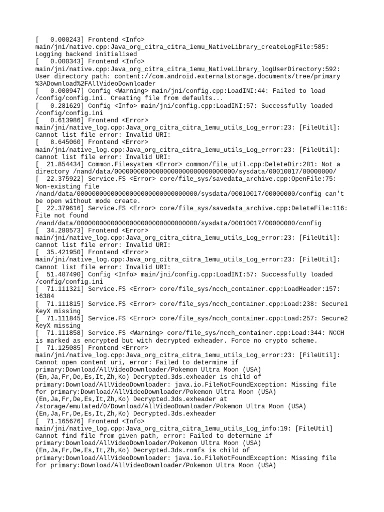 Citra Emulator Log Analysis and Errors | PDF | File System | System ...