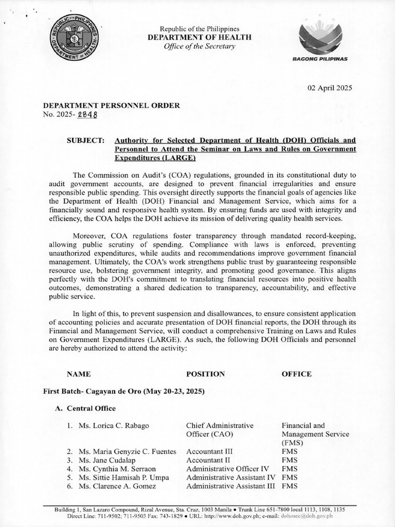 DOH Personnel Training on Expenditures | PDF | Audit | Government Spending