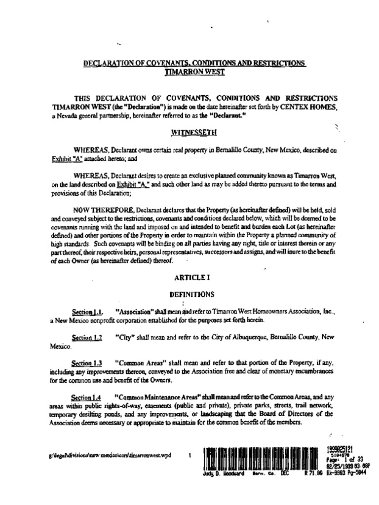Timarron West Community Restrictions | PDF | Covenant (Law) | Storm Drain