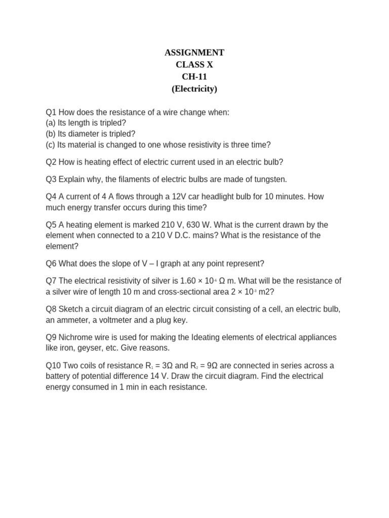 Assignment Class X Sci | PDF